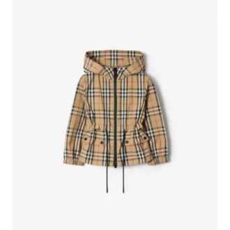 Giacca con cappuccio in nylon a quadri