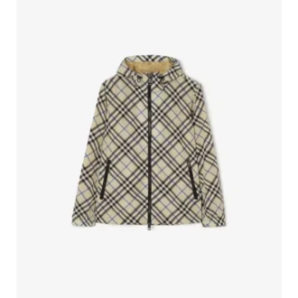 Giacca con cappuccio in nylon a quadri
