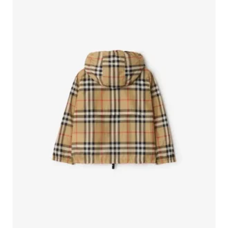 Giacca con cappuccio in nylon a quadri