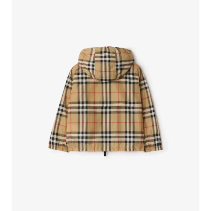 Giacca con cappuccio in nylon a quadri