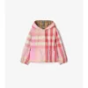 Giacca con cappuccio in nylon a quadri reversibile