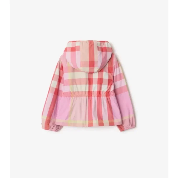 Giacca con cappuccio in nylon a quadri reversibile