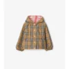 Giacca con cappuccio in nylon a quadri reversibile