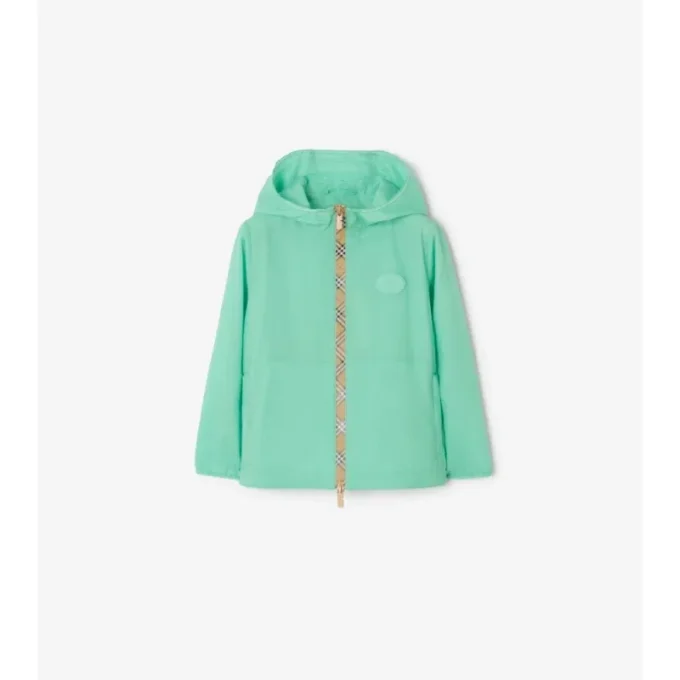 Giacca con cappuccio in nylon con nastro a quadri