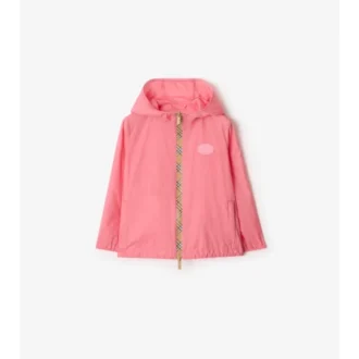 Giacca con cappuccio in nylon con nastro a quadri