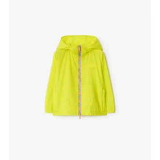 Giacca con cappuccio in nylon con nastro a quadri