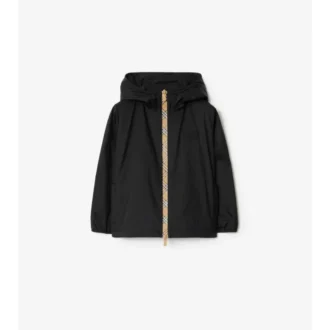 Giacca con cappuccio in nylon con nastro a quadri