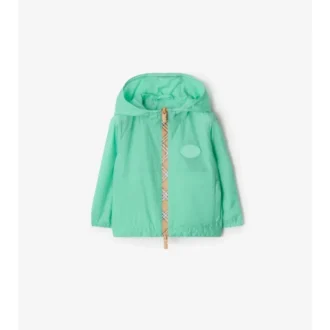 Giacca con cappuccio in nylon con nastro a quadri