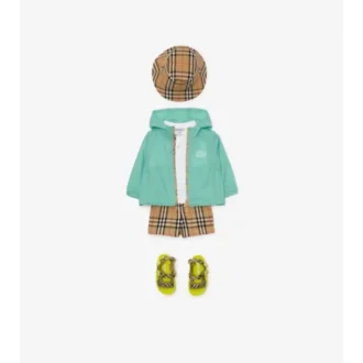Giacca con cappuccio in nylon con nastro a quadri