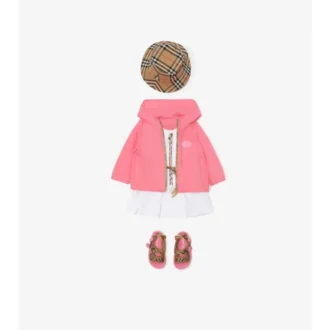 Giacca con cappuccio in nylon con nastro a quadri