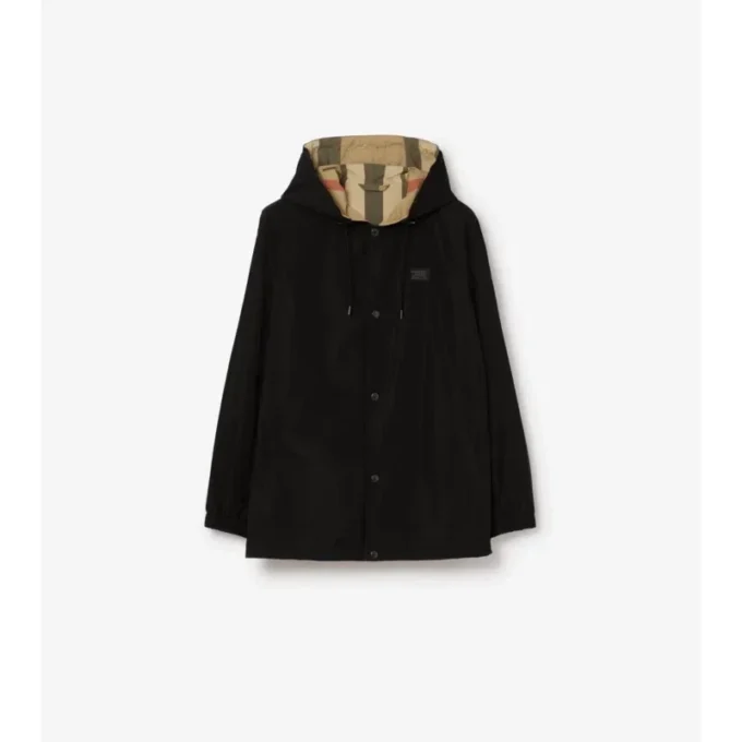 Giacca con cappuccio reversibile a quadri