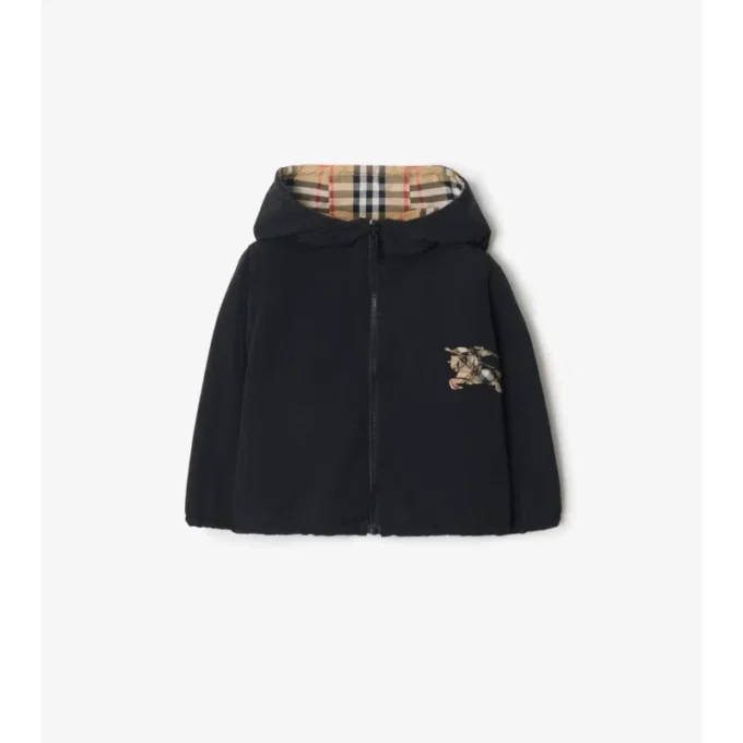 Giacca con cappuccio reversibile a quadri