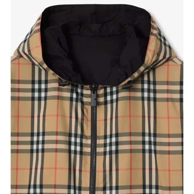 Giacca con cappuccio reversibile a quadri