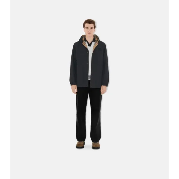 Giacca con cappuccio reversibile in nylon a quadri