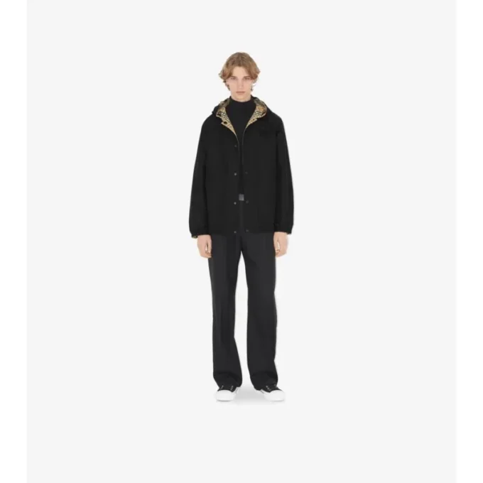 Giacca con cappuccio reversibile in nylon a quadri