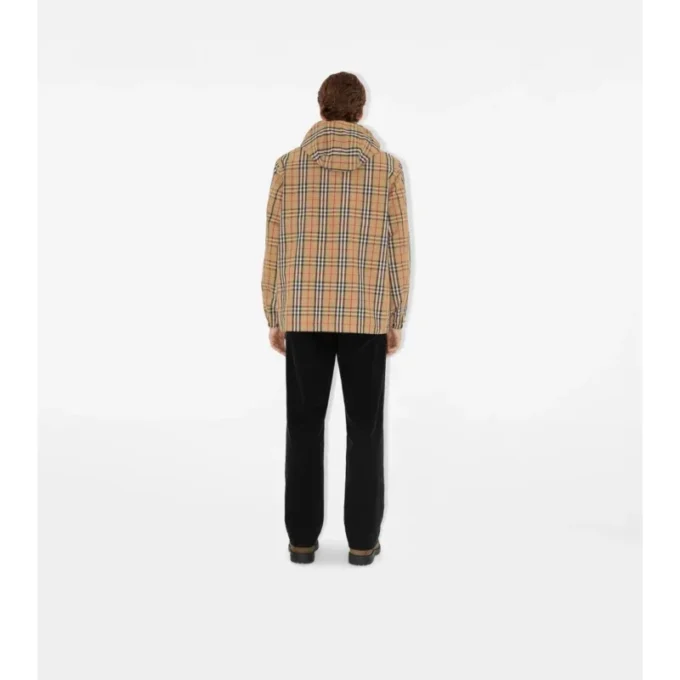 Giacca con cappuccio reversibile in nylon a quadri
