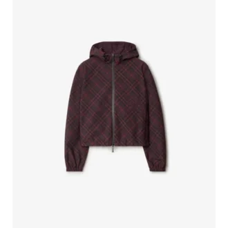 Giacca corta reversibile con cappuccio a quadri