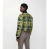 Giacca corta reversibile in nylon con motivo a quadri e cintura