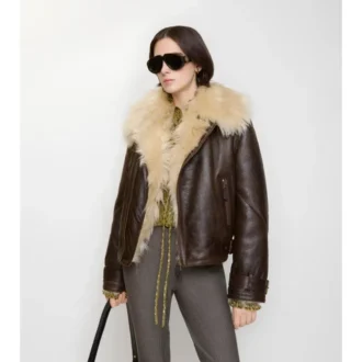 Giacca da aviatore corta in shearling