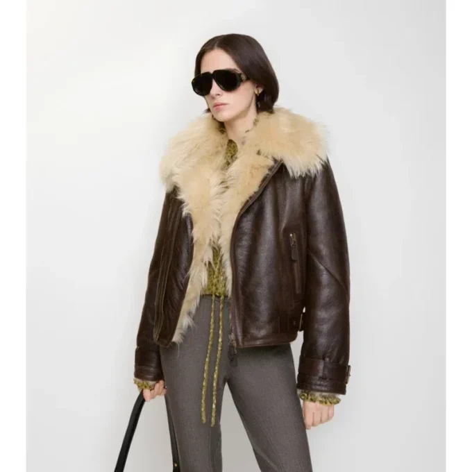 Giacca da aviatore corta in shearling
