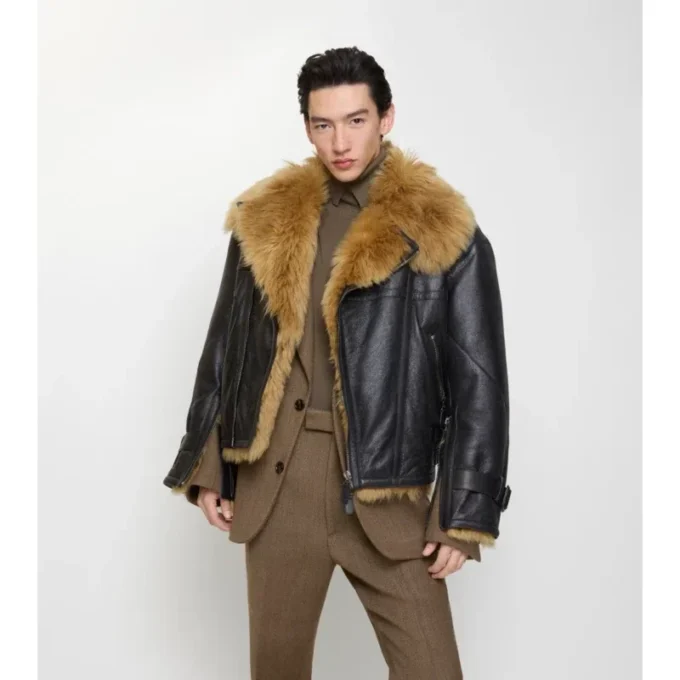 Giacca da aviatore corta in shearling