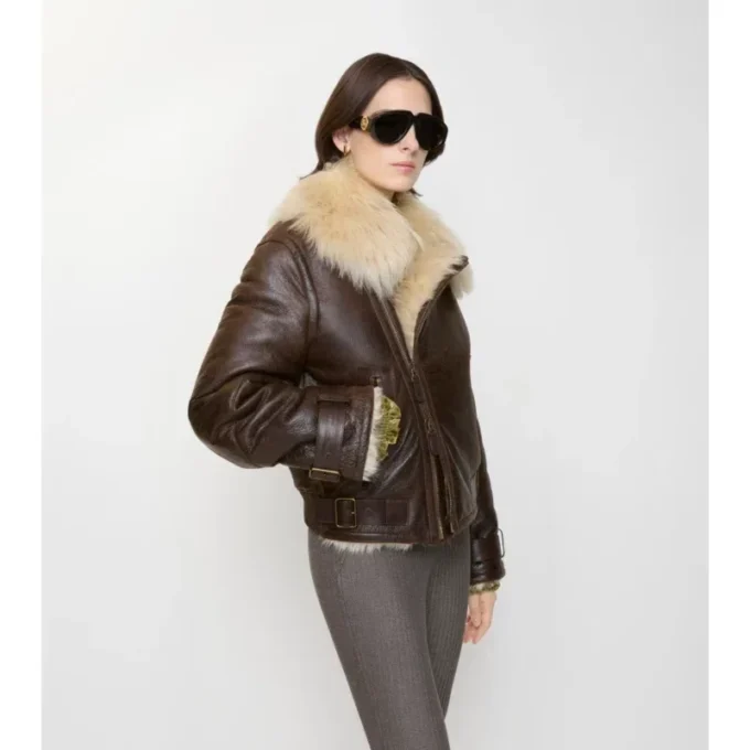 Giacca da aviatore corta in shearling