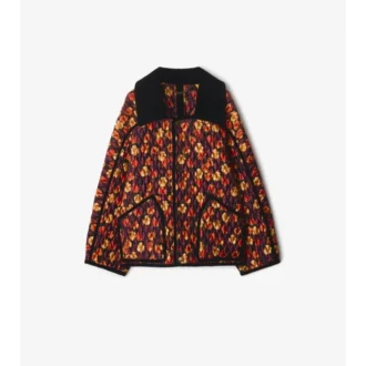 Giacca Floriston in nylon trapuntato con motivo a foglie di geranio