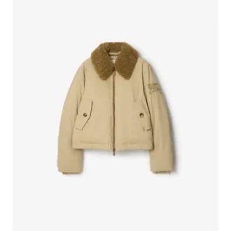 Giacca in gabardine con collo in shearling