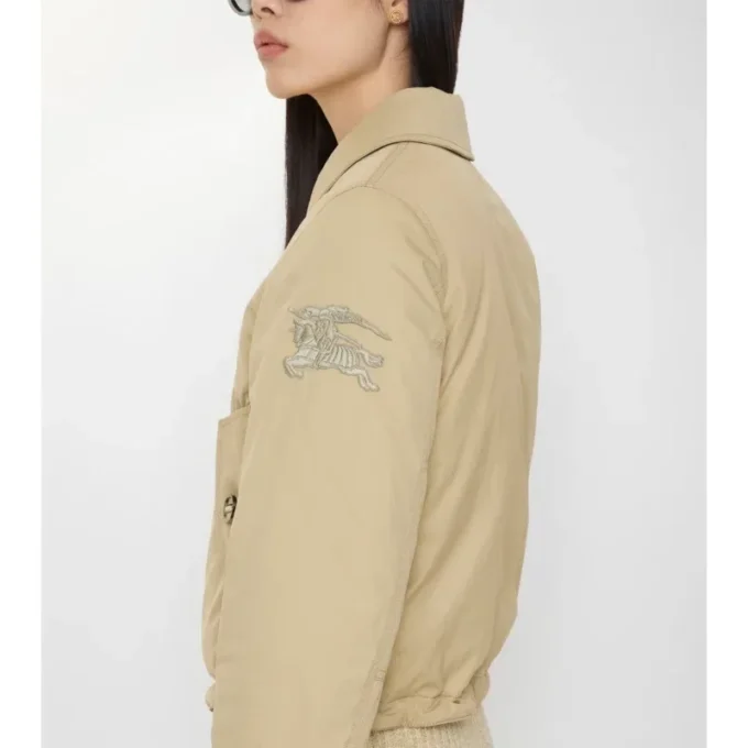 Giacca in gabardine con collo in shearling