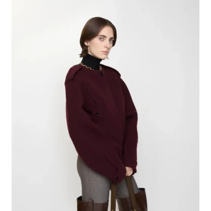Giacca in lana con sciarpa staccabile