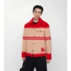 Giacca in lana e nylon a righe