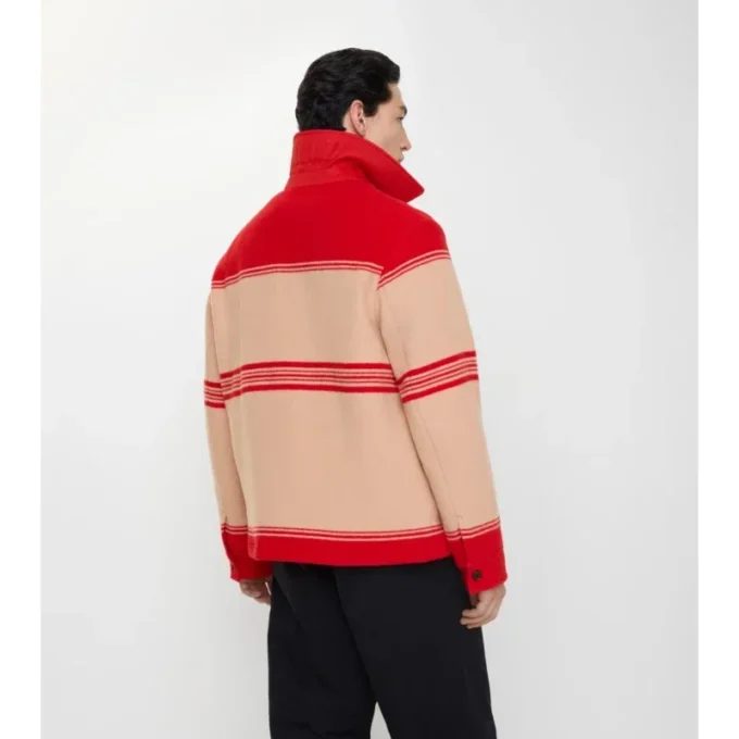 Giacca in lana e nylon a righe