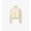 Giacca in nylon e lana con cuciture a quadri