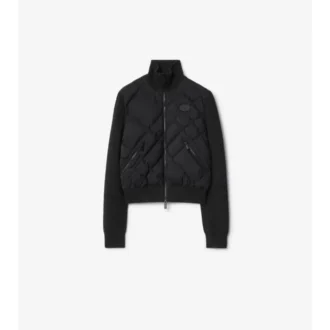 Giacca in nylon e lana con cuciture a quadri