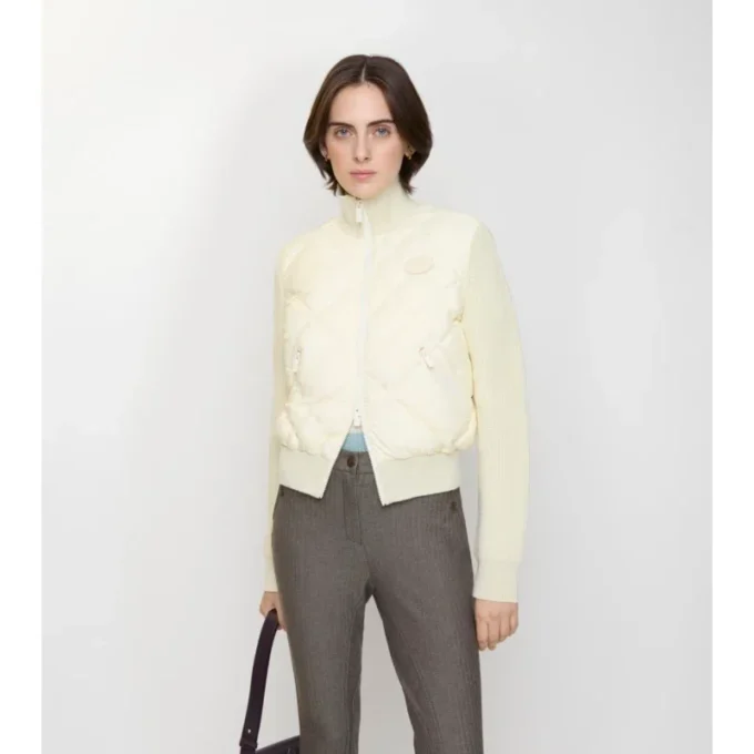 Giacca in nylon e lana con cuciture a quadri