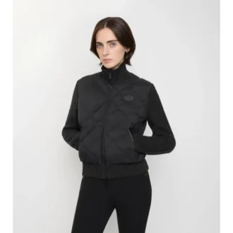 Giacca in nylon e lana con cuciture a quadri