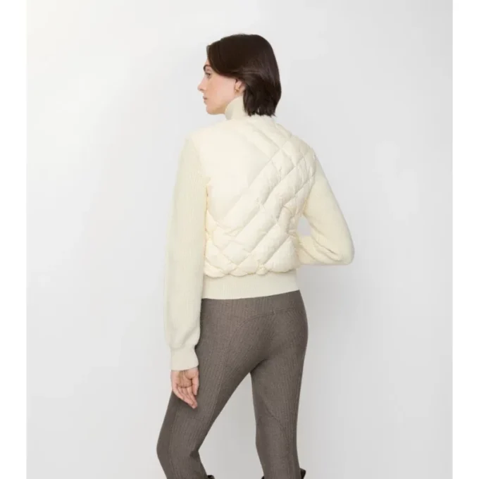 Giacca in nylon e lana con cuciture a quadri