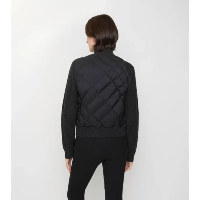 Giacca in nylon e lana con cuciture a quadri