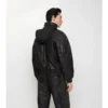 Giacca in pelle con logo in corsivo
