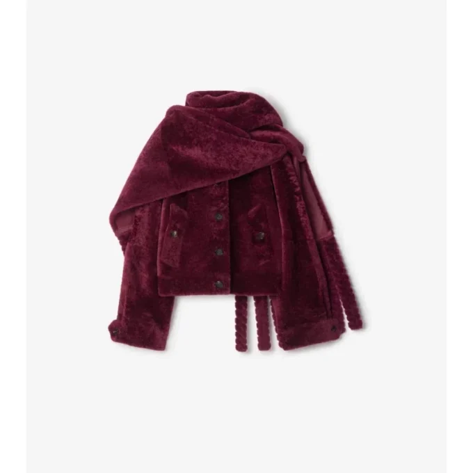 Giacca in shearling con sciarpa staccabile