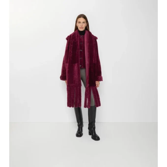 Giacca in shearling con sciarpa staccabile