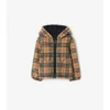 Giacca reversibile con cappuccio in pile a quadri