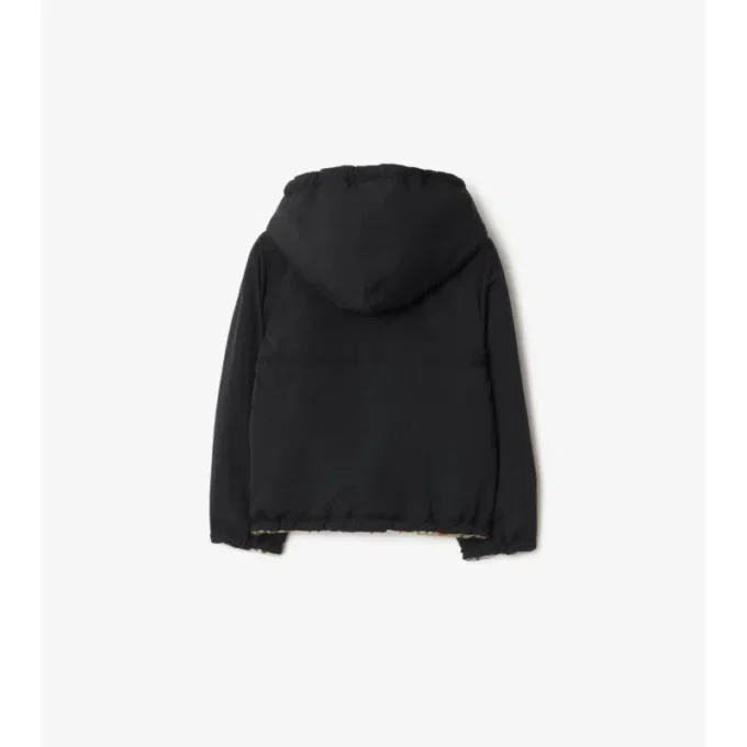 Giacca reversibile con cappuccio in pile a quadri