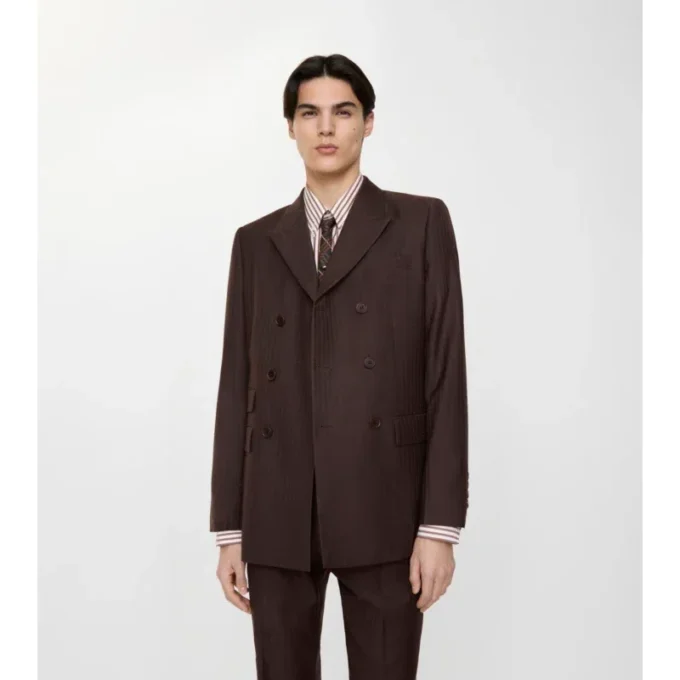 Giacca sartoriale in lana e mohair a righe