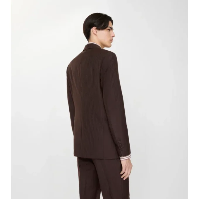 Giacca sartoriale in lana e mohair a righe