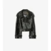 Giacca trench corta in pelle goffrata