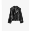 Giacca trench corta in pelle goffrata