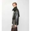 Giacca trench corta in pelle goffrata