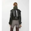 Giacca trench corta in pelle goffrata