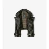 Giacca trench corta in pelle goffrata